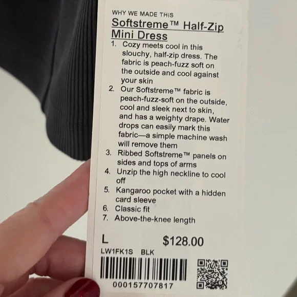 Lululemon NWT Softstreme half zip mini dress long sleeve Sz L - Picture 3 of 16